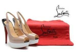Nền tảng mở mở Kosho Dây đeo gia đình Bottom Christian Lubitan Bơm mới Christian Louboutin Pink X White