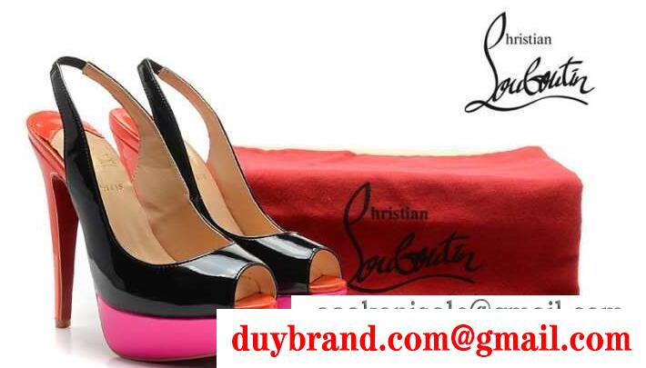 ルブタン 偽物 厚底靴 脚長 ハイヒール 結婚式 christian louboutin レディース パンプス ブラック x ローズレッド