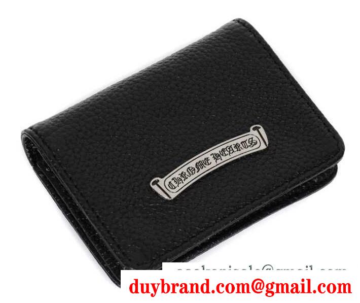 CHROME hearts お買い得大人気なクロムハーツ 3折り 長財布 シルバークロス ボールボタン ブラック レザー