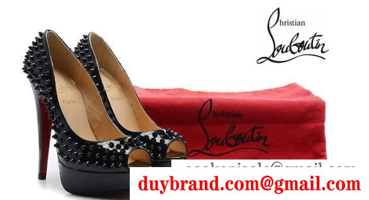 美脚力アップ 黒 型押し レザー christian louboutin スパイクスダッズ クリスチャンルブタン オープントゥ パンプス