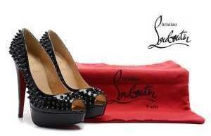 Sức mạnh chân đẹp lên da đen nổi Christian Louboutin Spiked Dudods Christian lobuttan Mở máy bơm _Ristian Louboutin_ Thương hiệu giá rẻ 