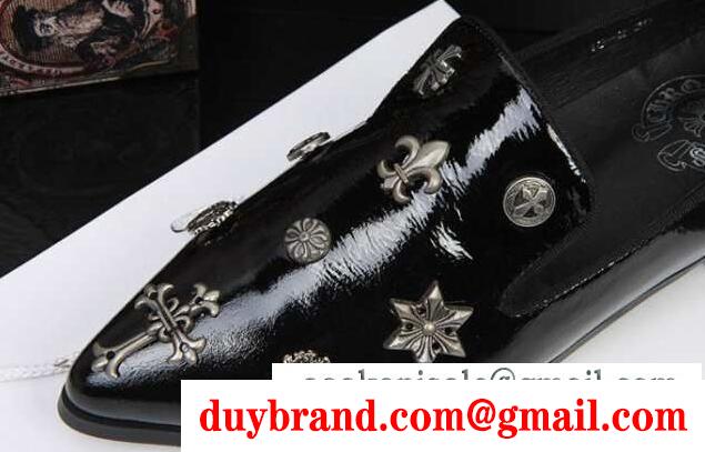 秋冬季節に大活躍 クロムハーツ chrome hearts メンズ フラットシューズ レザー クロス スター シューズ