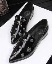Hoạt động tuyệt vời vào mùa thu và mùa đông Chrome Hearts Chrome Hearts Ladies Shoes Leather Cross Star Shoes