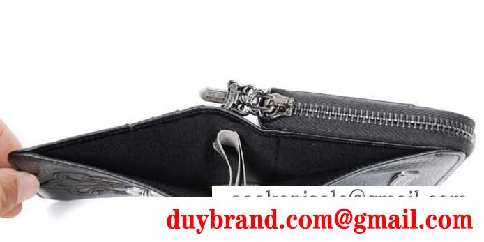 CHROME hearts 財布 クロムハーツ ウォレット ジッパーチェンジパース #2 ブラック ヘビーレザー セメタリーパッチ