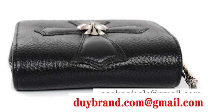 CHROME hearts 財布 クロムハーツ ウォレット ジッパーチェンジパース #2 ブラック ヘビーレザー セメタリーパッチ