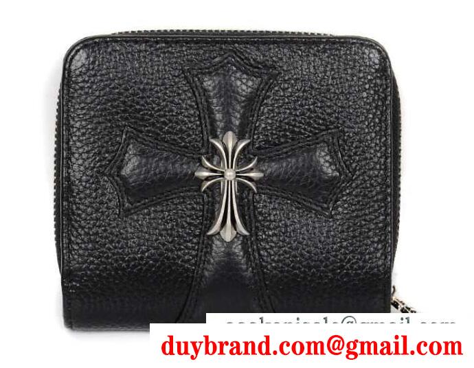 CHROME hearts 財布 クロムハーツ ウォレット ジッパーチェンジパース #2 ブラック ヘビーレザー セメタリーパッチ