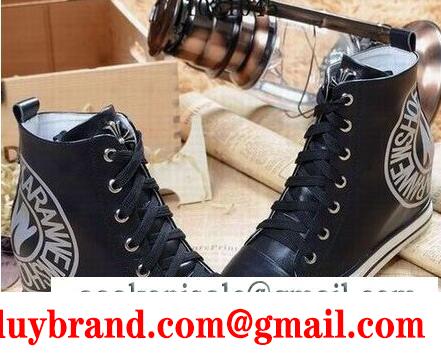 クロム ハーツ 偽物 chrome hearts 男性 コンバース スニーカー ブラック レザー all star ハイカット