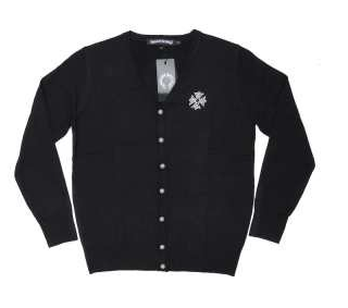Mùa thu / mùa đông đen chrome trái tim ch cộng với lót nhiệt trở lại hoa in hình in nút nam knit parker_krom trái tim Chrome hearts_ thương hiệu giá rẻ (lớn nhất )