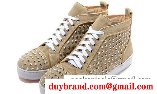 定評のあるクリスチャンルブタン christian louboutin ハイカット スパイク スタッズ靴 louis flat calf spikes スニーカー美品