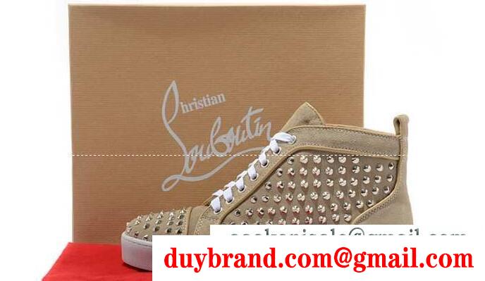 定評のあるクリスチャンルブタン christian louboutin ハイカット スパイク スタッズ靴 louis flat calf spikes スニーカー美品