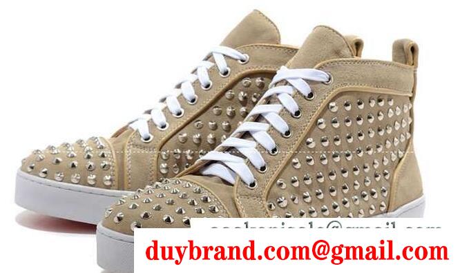 定評のあるクリスチャンルブタン christian louboutin ハイカット スパイク スタッズ靴 louis flat calf spikes スニーカー美品