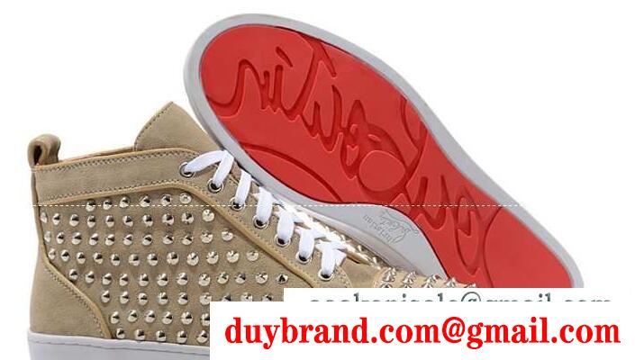 定評のあるクリスチャンルブタン christian louboutin ハイカット スパイク スタッズ靴 louis flat calf spikes スニーカー美品