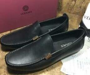 Thoải mái Versace Men Lofer Versace Flap Leather Business Shoes đi lại màu đen