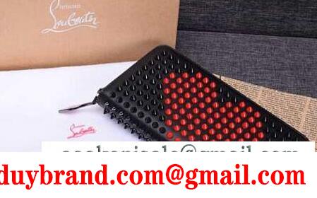 個性的ルブタン財布レディースCHRISTIAN louboutin ラウンドファスナースパイクスハートウォレット