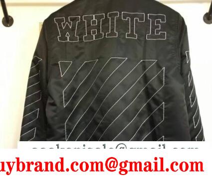 耐久性に優れたオフホワイト通販スタジャンOFF white ナイロンジャケット刺繍ロゴ2色可選