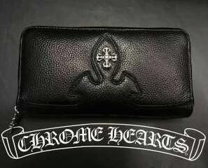 Vật phẩm phổ biến Chrome Hearts Wallet Mới Chrome Hearts Vòng Fastener Wallet Silver Logo Long Wallet Black
