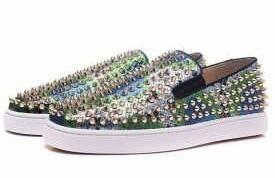 Thiết kế độc đáo Louboutan Blue Spike Sprint Sprint Python Skate Sneakers CL In Python