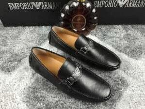 Giày armani sang trọng nam lofer armani bằng da mokashin đi lại trường học màu đen
