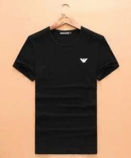 Đơn giản armani t -shirt mail đặt hàng ngắn tay trái logo ngực armani cổ mát bên trong 2 lựa chọn màu sắc