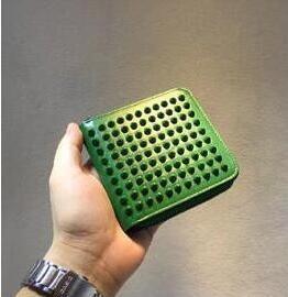 Đẹp Christianle butan ví Panetone Zip Fallet Wallet Spike Cl Round Fastener Mini Wallet Green