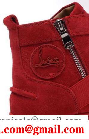 ファッションなルブタンスニーカーメンズ christian louboutinハイカットスエードフラットシューズレッド
