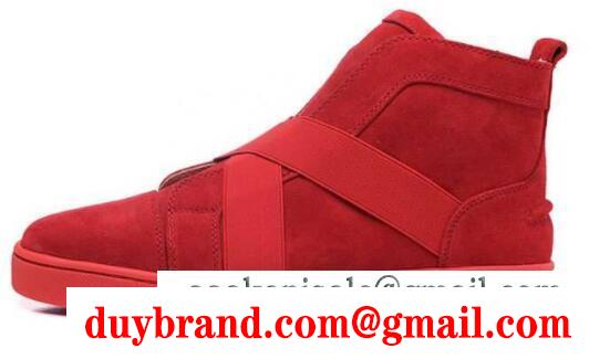 ファッションなルブタンスニーカーメンズ christian louboutinハイカットスエードフラットシューズレッド