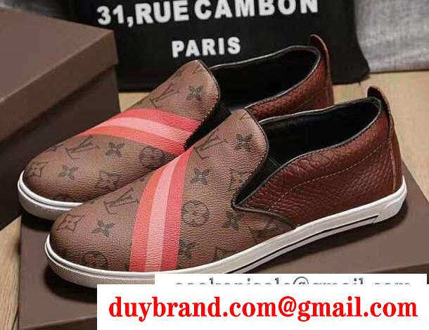 高級品ルイヴィトンスニーカーメンズ louis vuitton フラットシューズスリッポンモノグラムブラウン