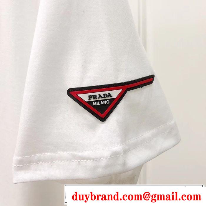 最終価格セール 2色可選プラダ ギフト最適期間限定 PRADA Tシャツ/半袖 2019夏ファション新品
