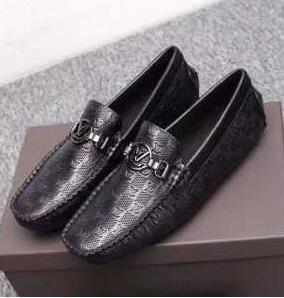 Giày Louis Vuitton sang trọng nam Lofer Louis Vuitton Leather Mokashin Giày Damier