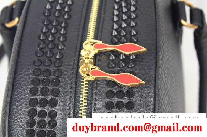 【激安】高級品通販Christian louboutinクリスチャンルブタン新作コピー 手持ち&ショルダー掛けバッグ レディース斜め掛けバッグ レザー スパイク ブラック