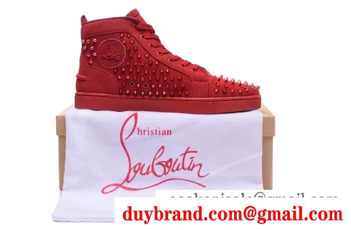 軽く耐久性のあるChristian louboutinクリスチャンルブタンコピー通販 スパイク スニーカー ハイカット メンズ 靴 シューズ レッド