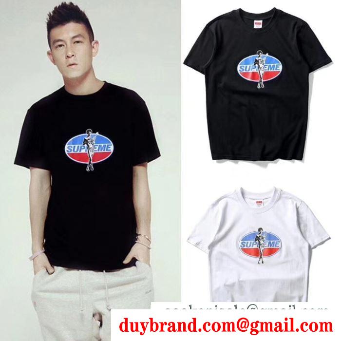 爆買い大得価SUPREMEシュプリームコピー ｔシャツ偽物 英字ロゴ付き 半袖tシャツコピー ブラック ホワイト 2色可選