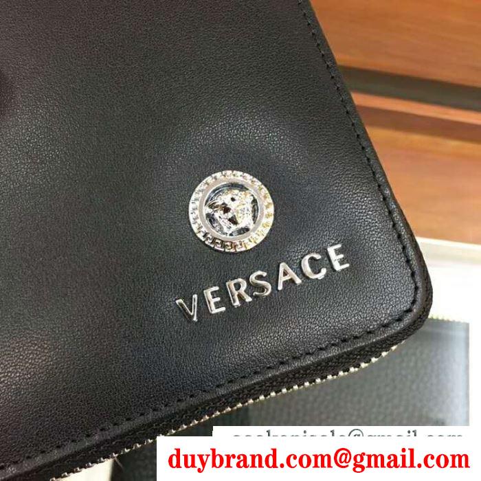 VERSACEヴェルサーチビジネス用 メンズ財布スーパーコピーdp33597-dcrgrd41ub ウォレット ラウンドファスナー長財布 ブラック レザー