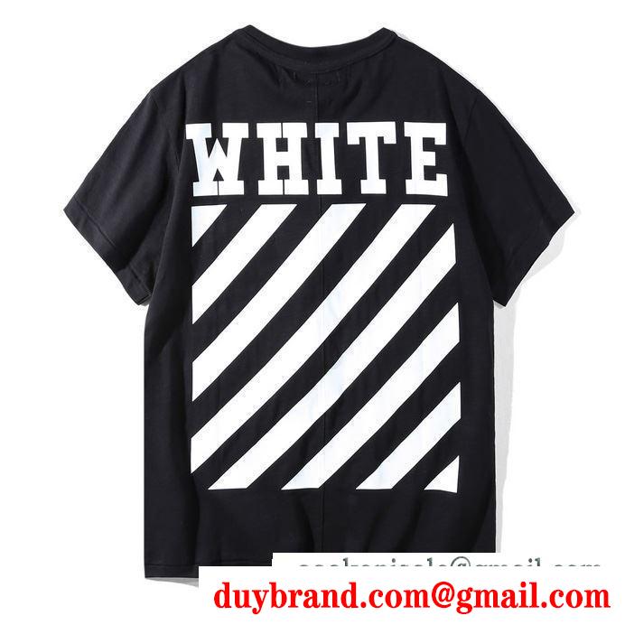 上質な質感!Off-Whiteオフホワイトｔシャツ通販のメンズクルーネック半袖Tシャツスーパーコピー ブラック、ホワイト2色