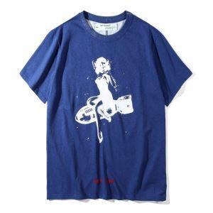 Off-White Off-White Dleeved Dleeved Black, White, Blue Men's Crew Neck Cổ tay áo phông