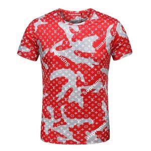 Tối cao X Louis Vuitton Louis Vuitton Hợp tác Đen, Red Louis Vuitton T -Shirt Men Crew Neck Tay áo ngắn T -Shirt
