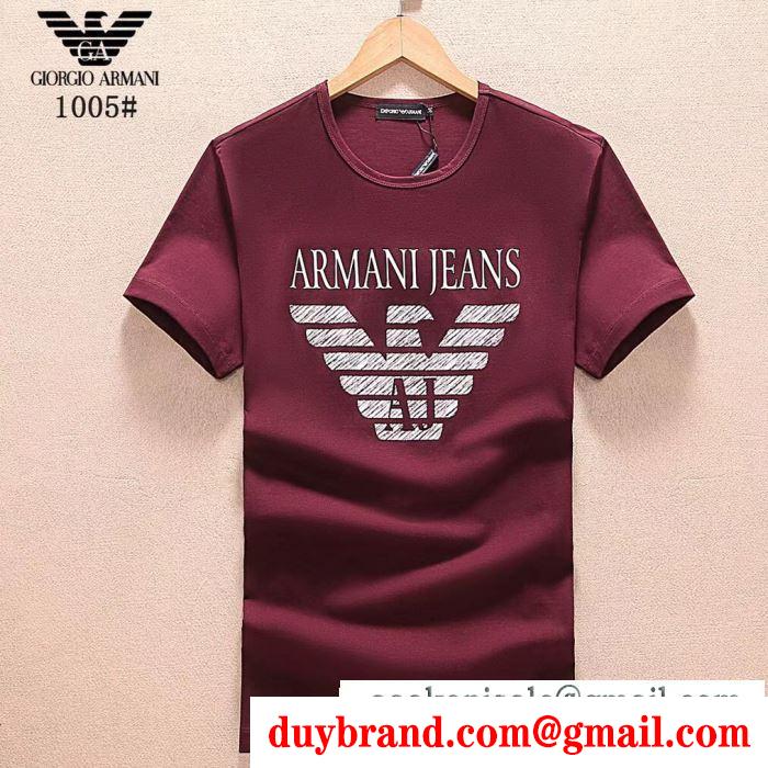 安心な品質ARMANIアルマーニ通販コピーメンズビジネス用クルーネック半袖Tシャツホワイト、ブラック、ワインレッド3色可選