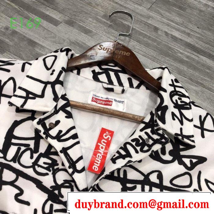 2019-2020秋冬流行色紹介 Supreme X Cdg SHIRT Printed Canvas Chore  ブルゾン さわやかに新品おすすめ