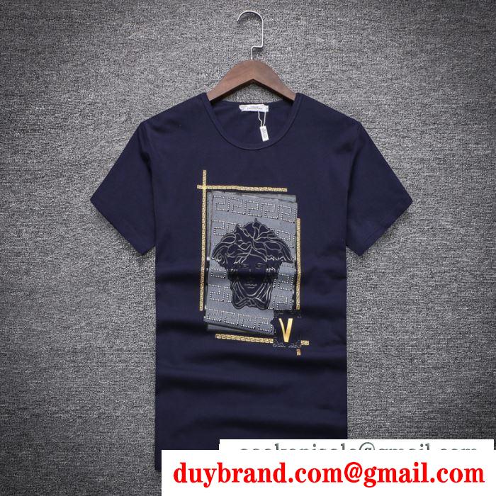 VERSACE ロゴ ｔシャツ 吸汗速乾 ヴェルサーチ コピー トップス 爽やか 着き心地 18夏最新入荷 男性服