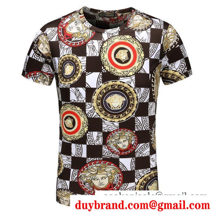 今季注目のVERSACEヴェルサーチＴシャツ偽物のブラック、コーヒー色のメンズクルーネックＴシャツ通販品