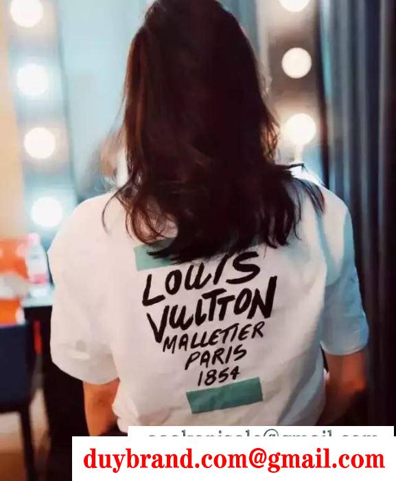大人気販売中！LOUIS vuittonルイヴィトンコピー男女兼用のプリントされたトップスクルーネック半袖tシャツ
