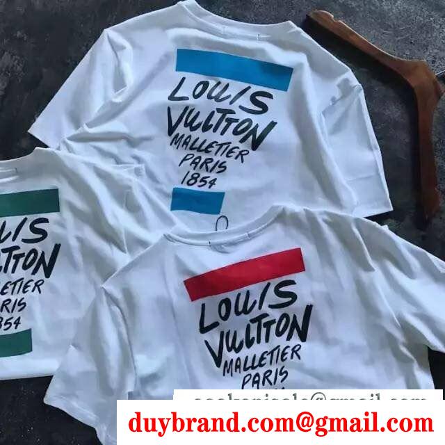 大人気販売中！LOUIS vuittonルイヴィトンコピー男女兼用のプリントされたトップスクルーネック半袖tシャツ