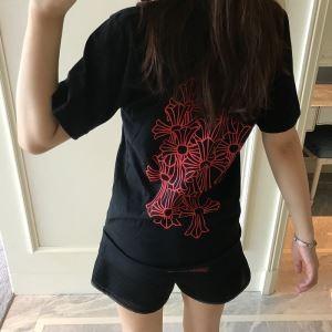 Crue cổ ngắn -sleeved t -shirt cho nam và nữ của trái tim chrome t -shirts với cảm giác thoải mái của cảm giác cổ điển