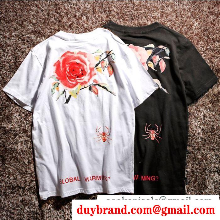 春夏新着 オフホワイト 半袖 コピー ｔシャツ 限定 sale国内即発 花柄 綺麗 カップル トップス ファション 独創性抜群