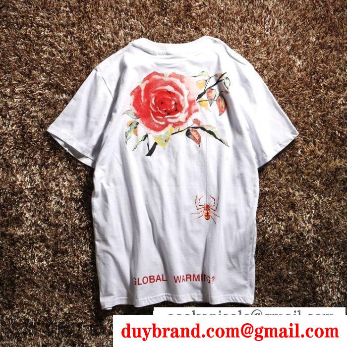 春夏新着 オフホワイト 半袖 コピー ｔシャツ 限定 sale国内即発 花柄 綺麗 カップル トップス ファション 独創性抜群