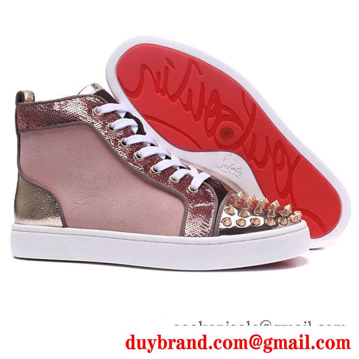 無敵アイテムChristian louboutinルブタンコピーlou spikes woman flatレディーススニーカーハイカットシューズ