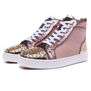 Vật phẩm bất khả chiến bại Christian Louboutin louboutin lou Spike Woman Người phụ nữ Flat Ladies Sneakers High Cut Shoes