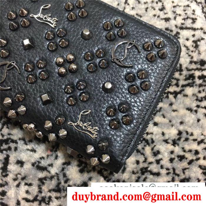 高級感を演出するルブタンコピーPanettone loubinthesky新色christian louboutinレディースラウンドファスナー長財布ブラック