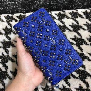 Bán giới hạn cuối cùng Christian Louboutin Lubtan Blue chính hãng Ladies Round Fastener Studs Long Fallet