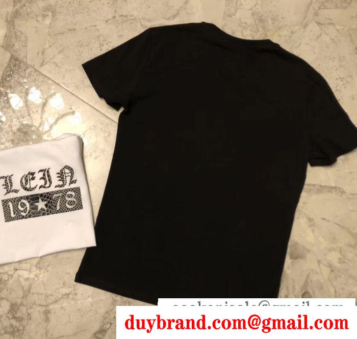 最安値品質保証PHILIPP pleinフィリッププレインコピー男女兼用クルーネック半袖tシャツブラック、ホワイト